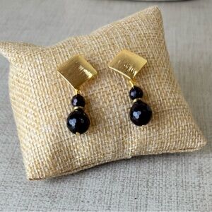 Handmade Gold Plated Garnet Pierced Earrings